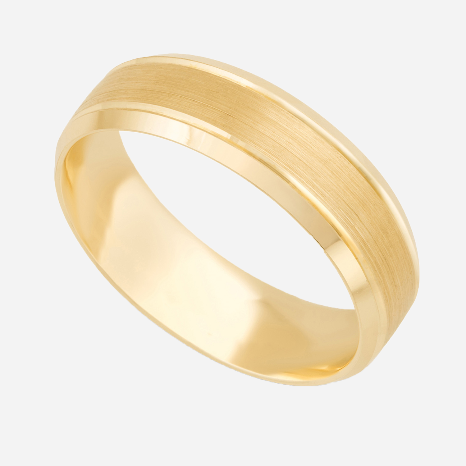 ANILLO DE BODAS DE ORO CON BORDE ACANALADO Y SATINADO PARA 6 MM 02