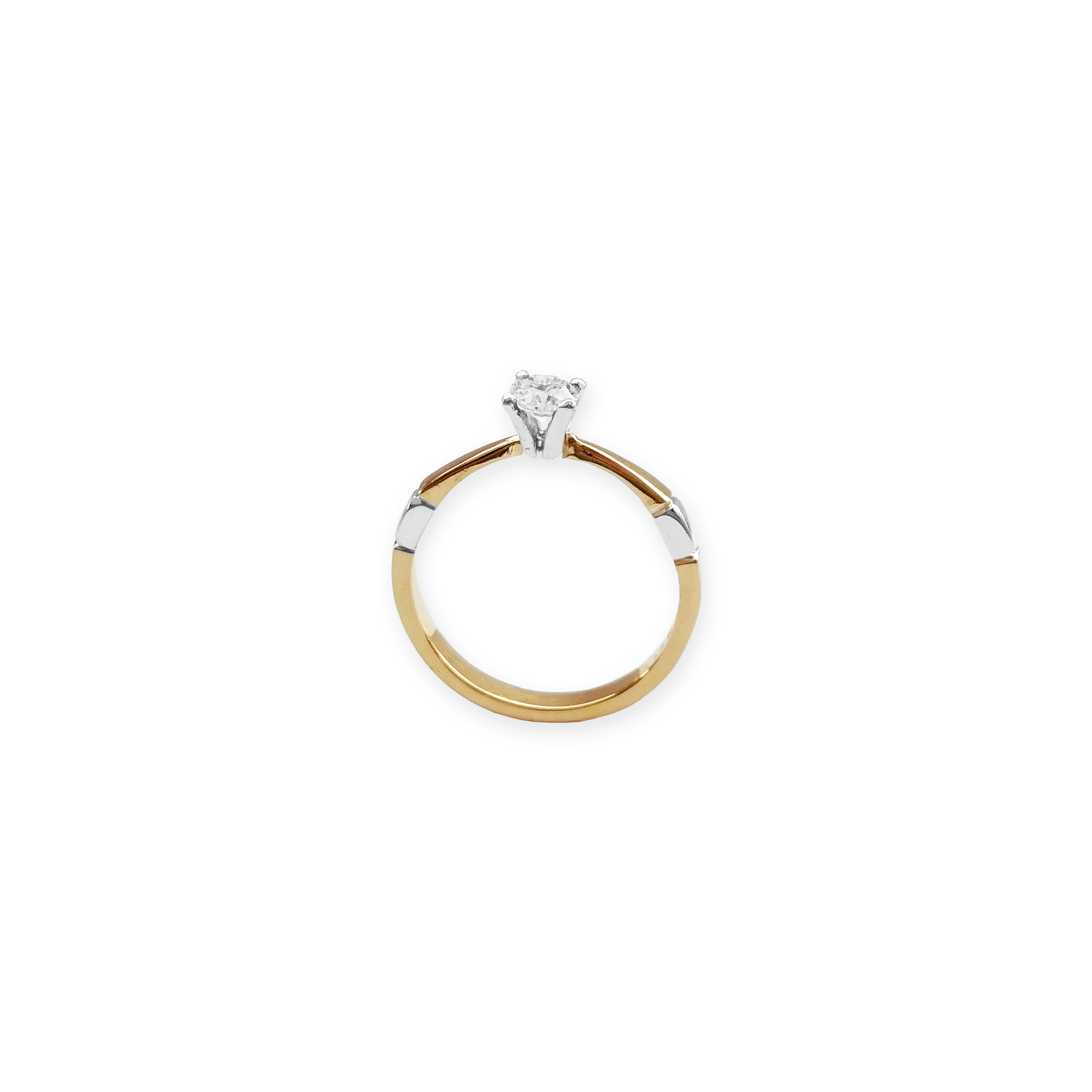 Anillo Oro Amarillo y Blanco 14k Solitario 01