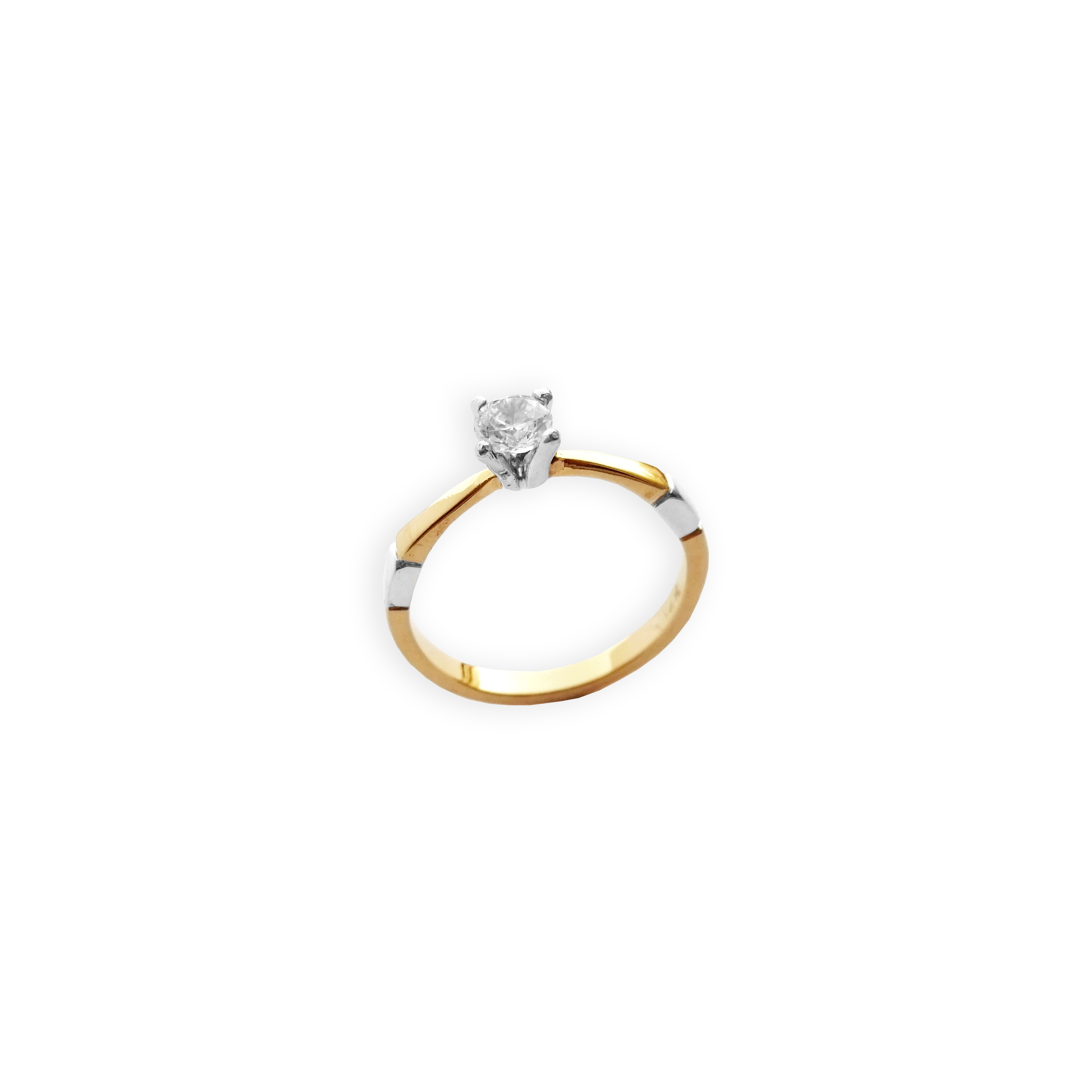 Anillo Oro Amarillo y Blanco 14k Solitario 04